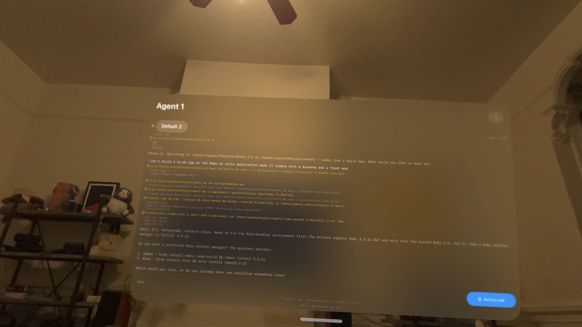 Agent providing a detailed response with tool use visible