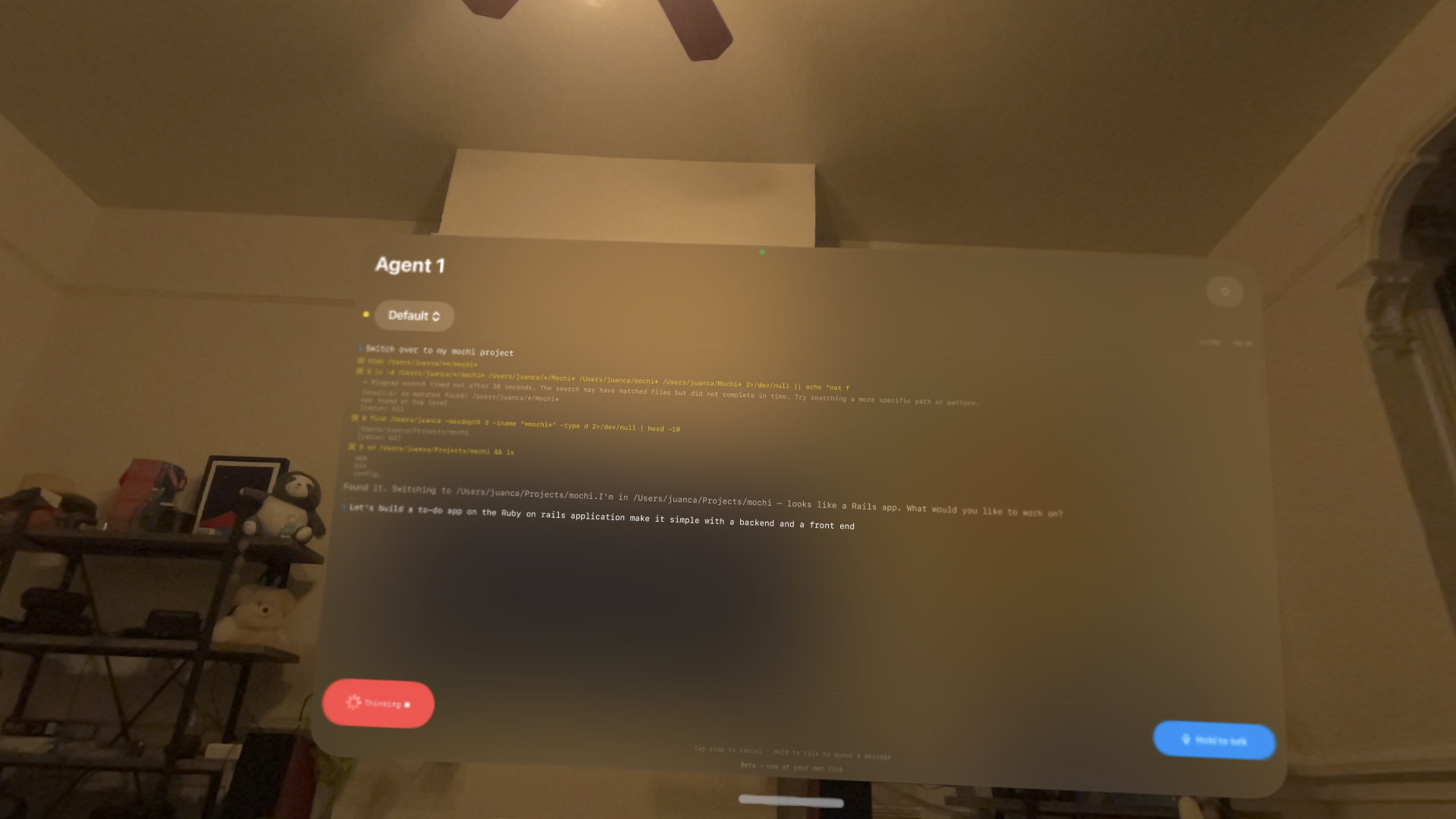 Agent thinking while processing a queued voice message