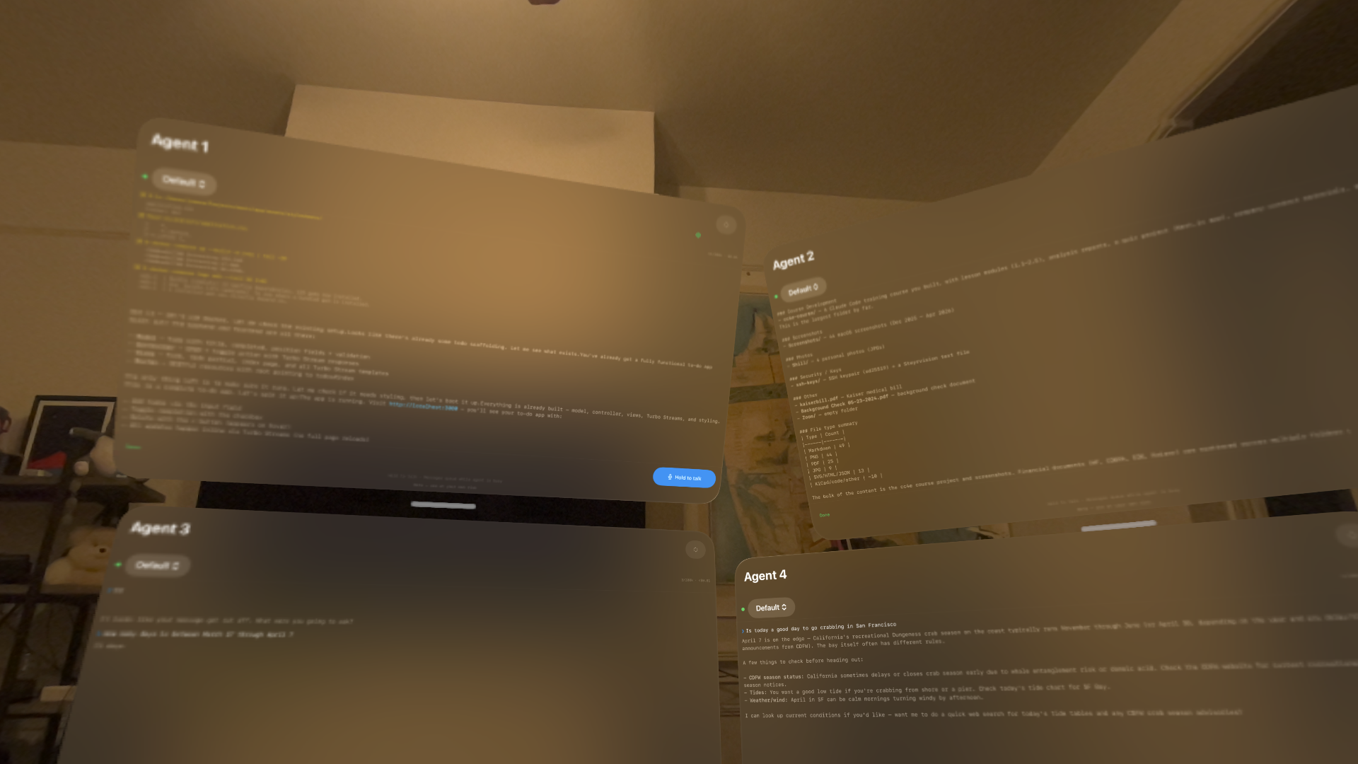 Conjure - four AI agents running simultaneously on Apple Vision Pro